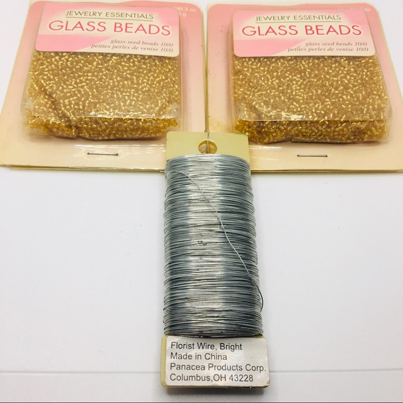 GLASS BEADS IN GOLD COLOR. 3oz. Ea. Pkg! 3 pc - Picture 2 of 4